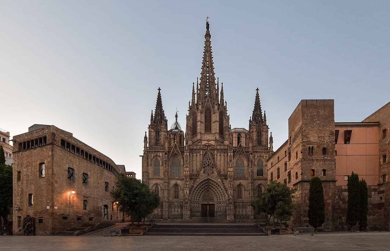 The Gothic facade of Barcelona Cathedral