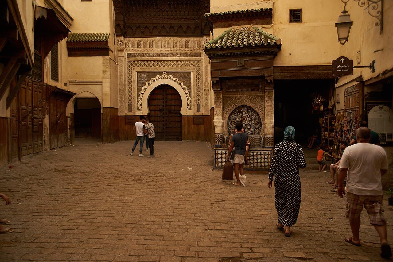 The tiled Nejjarine fountain, Fez