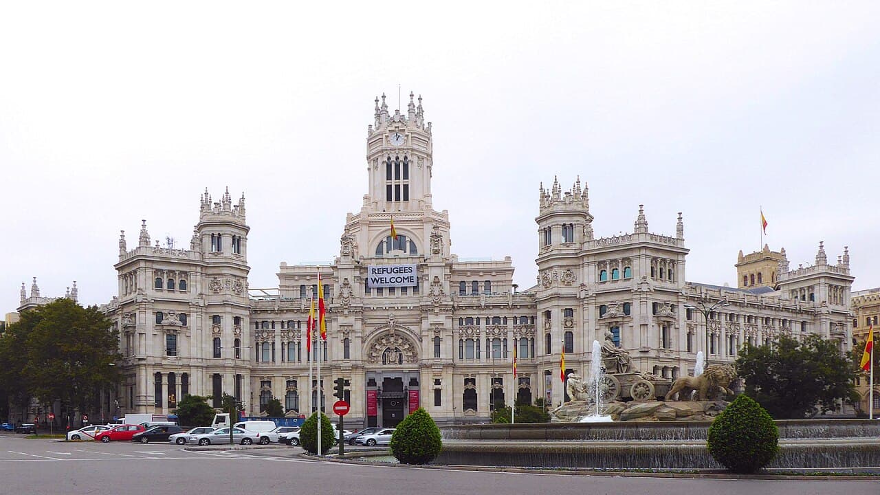 The Cibeles fountain and palace in Madrid