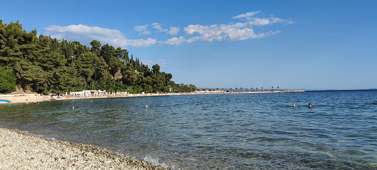 Kasjuni beach beneath Marjan, Split